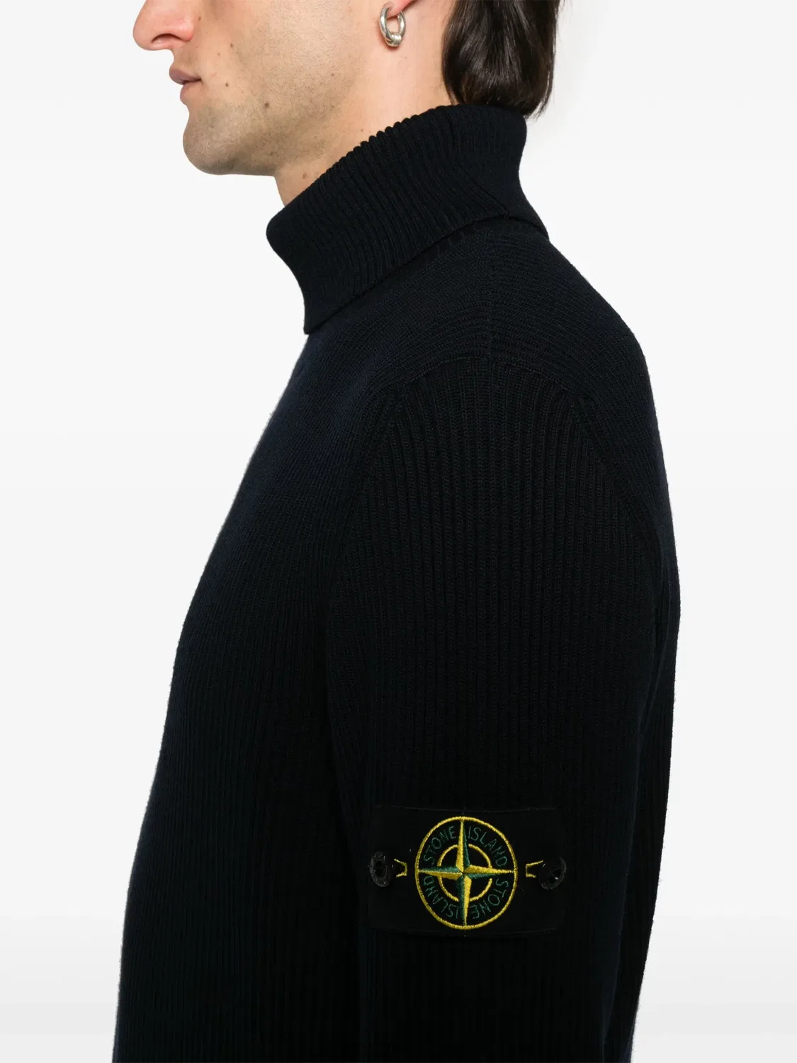 Джемпер с логотипом компаса из шерсти Stone Island, темно-синий — фото 2