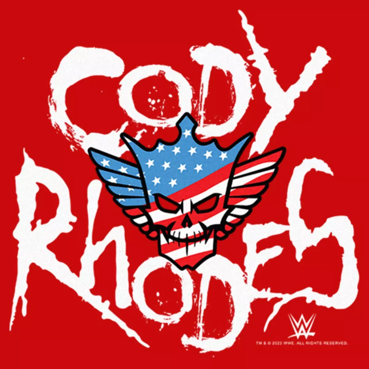 Детская футболка с принтом Rhodes Skull Logo WWE, Красный — фото 2