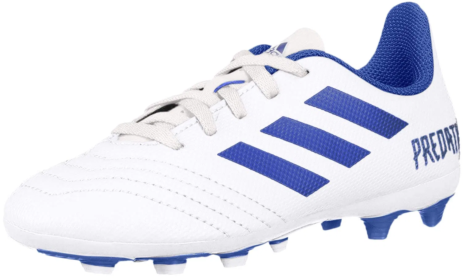 Детские бутсы для мальчиков с длинным шнурованием Predator 19.4 Firm Ground Adidas, Bianco Bold Blue Bold Blue
