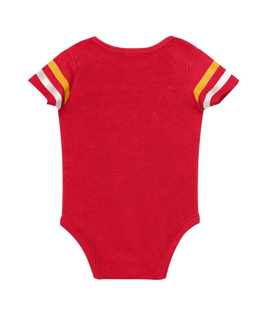 Комплект боди, слюнявчика и пинеток Kansas City Chiefs Up One Outerstuff, Cream Red — фото 4