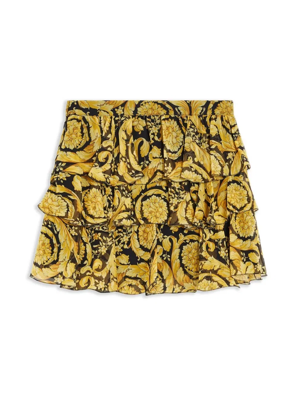 Юбка из шелка с принтом Barocco Versace Kids Young Versace, Black/Yellow — фото 2