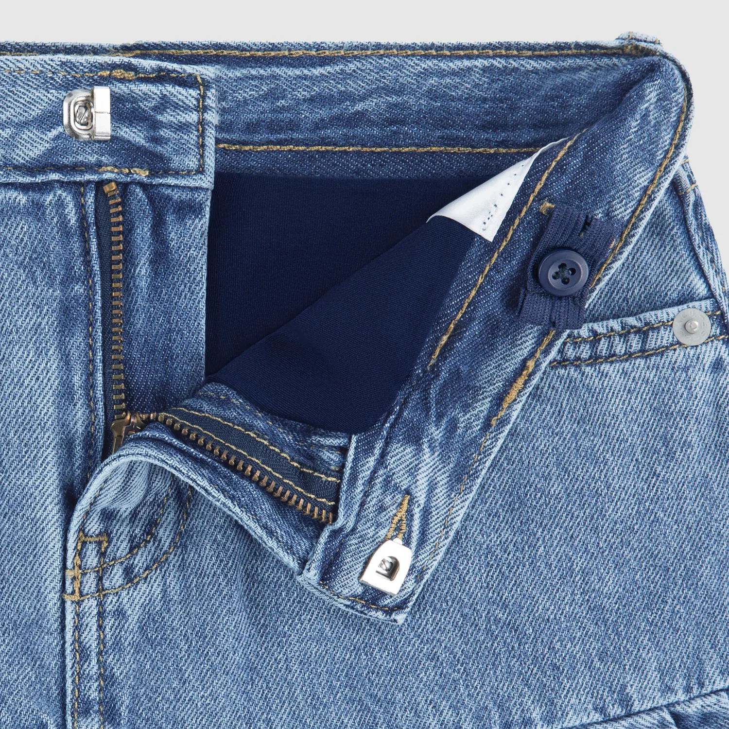 Джинсовая юбка-шорты с оборками для девочек 4-6 лет Levi's, Medium Wash — фото 3