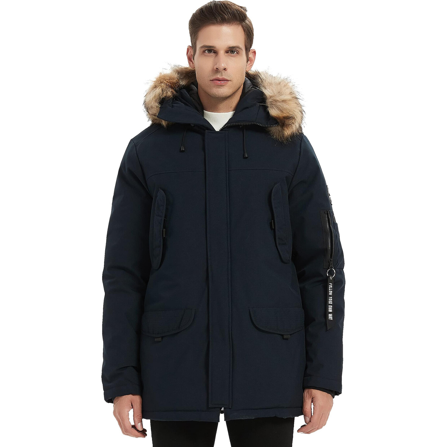 

Мужская зимняя куртка Molemsx Vegan Down Mountain Fur Hooded, темно-синий