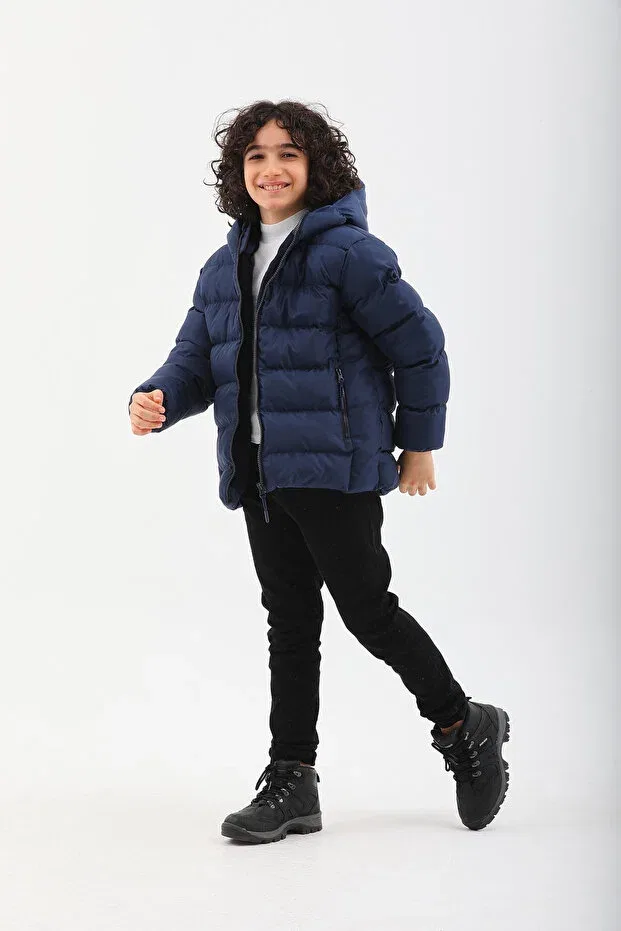 Детская зимняя куртка для мальчиков и девочек с капюшоном Roba Kids, Navy Blue — фото 3