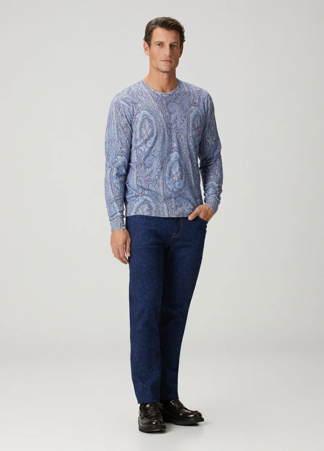 Свитер Etro Mavi Etnik Desenli İpek Kazak, blue — фото 2
