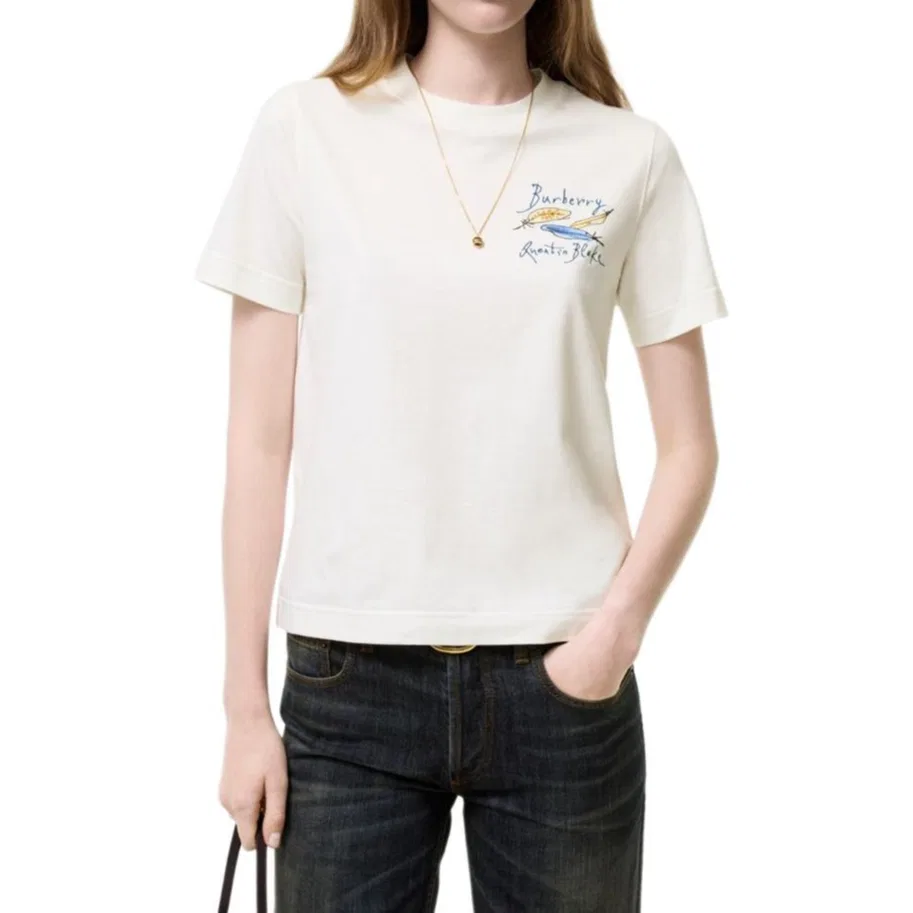 Женская футболка с круглым вырезом, свободного кроя, Burberry, White — фото 4