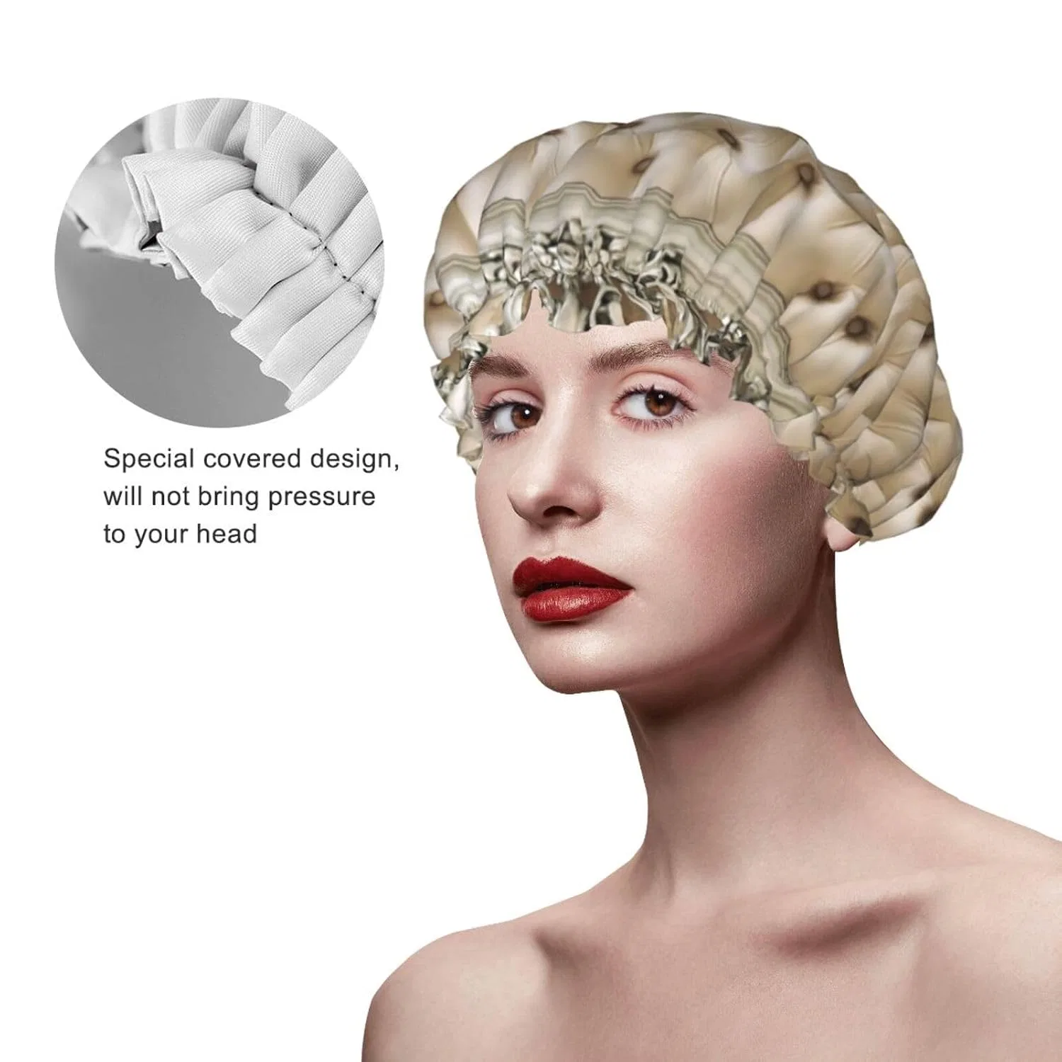 Шапочка для душа Double Layers Waterproof Reusable Elastic Hair Cap, Furlou — фото 4