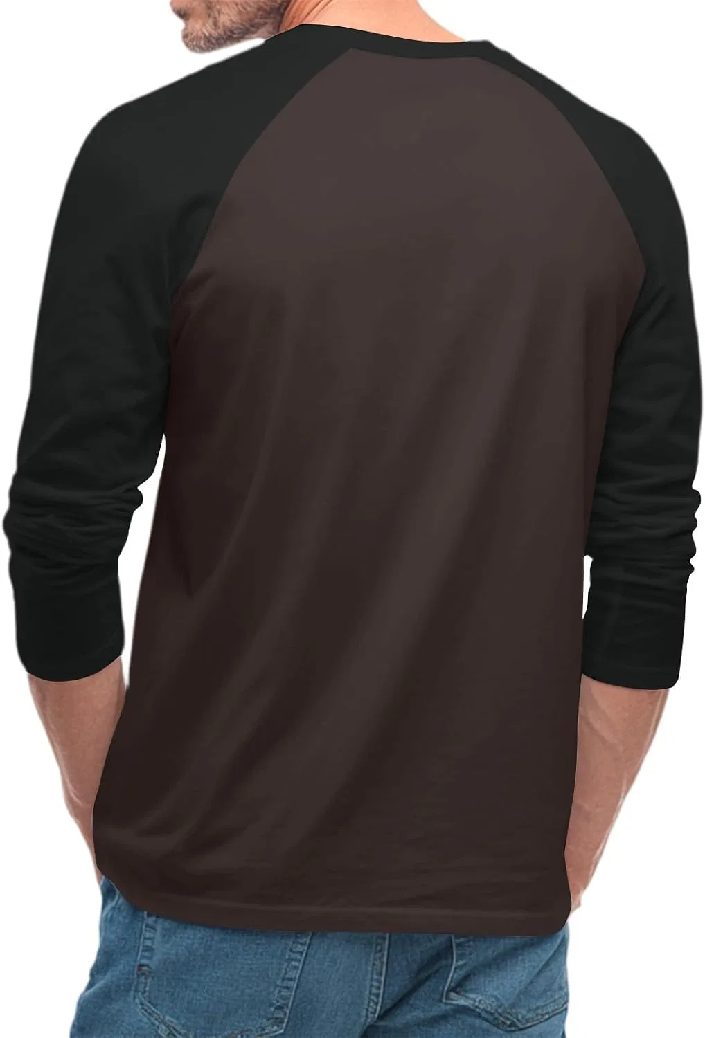 Мужская футболка с блокированным цветом 3/4 рукава Oversized, Brown — фото 3