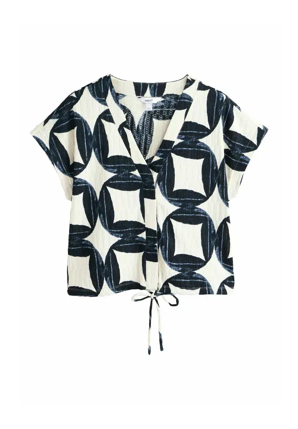 Блуза с принтом Regular fit v-neck tie front short sleeve top Next, Geo Print — фото 4
