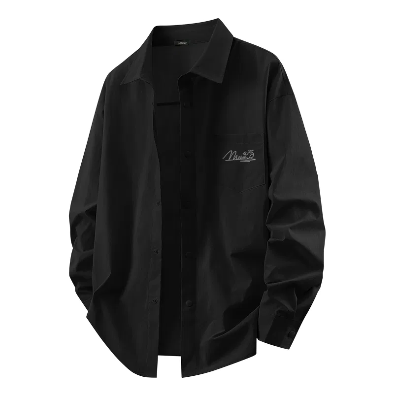 Детская рубашка с воротником Модель MINISO, Ice Silk Sun Protection Black (Mb Blue Gray Whale Chest Logo)