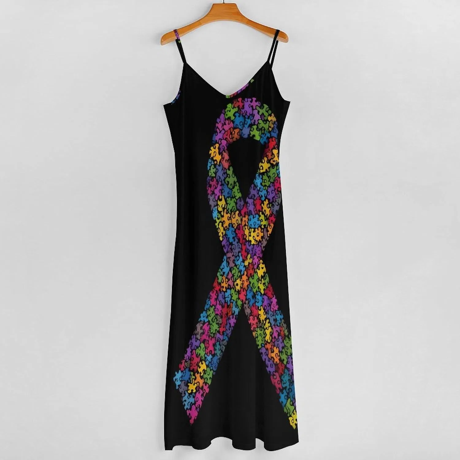 Женское макси-платье на бретелях без рукавов, Sleeveless, Black — фото 4