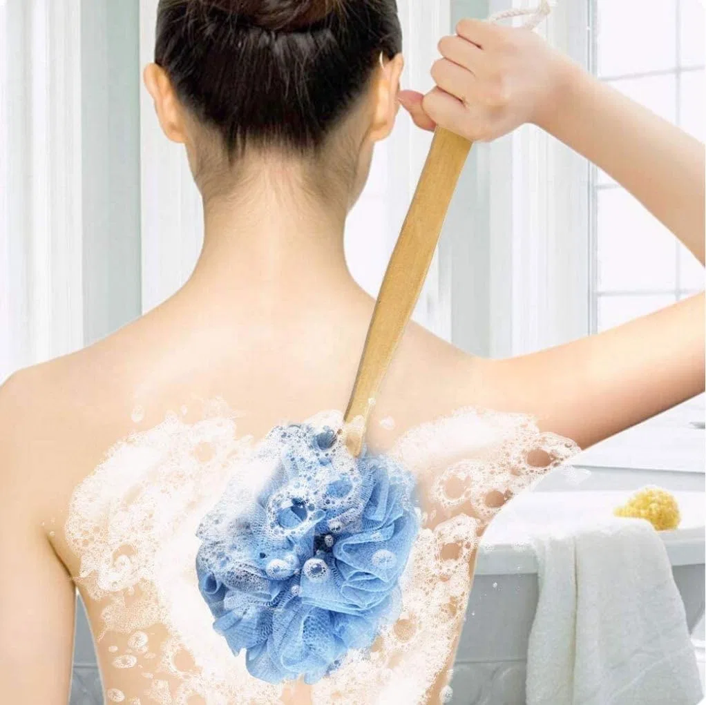Мочалка на ручке, Body Brush with Long Handle, BZVCRTYKL, Blue — фото 3
