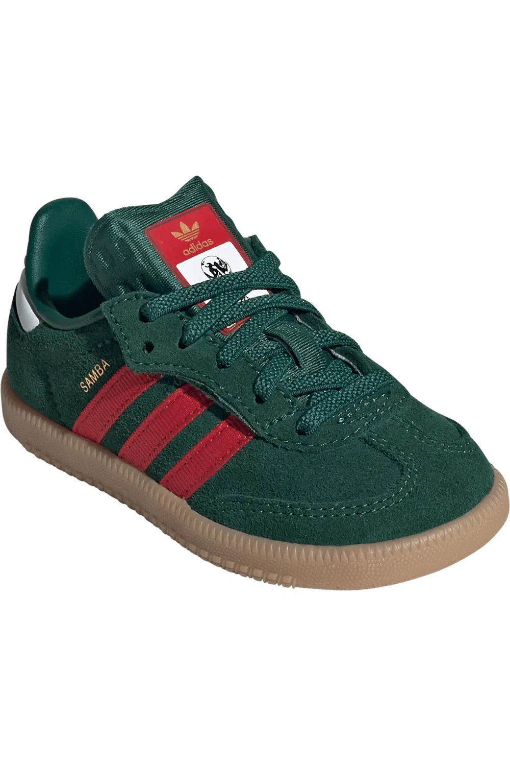 Детские кеды футбольные Samba OG adidas, Dark Green/Scarlet/Gum — фото 2