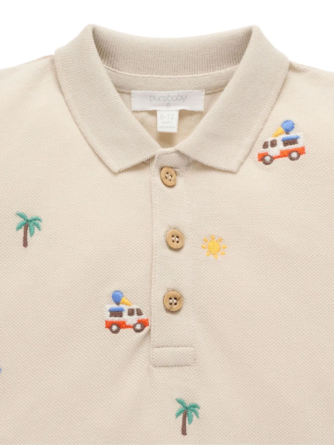 Поло Purebaby Cancun с вышивкой, Natural — фото 2