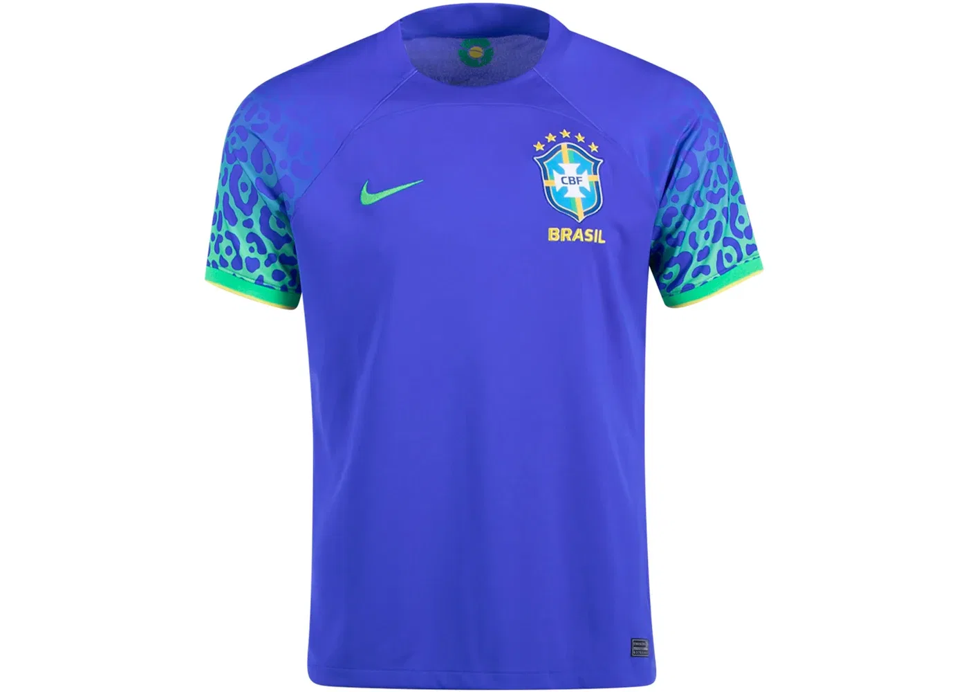 Мужская футбольная джерси с длинным рукавом Nike Brazil 2022/23 Stadium Away Jersey, Paramount Blue/Green Spark/Dynamic Yellow/Green Spark