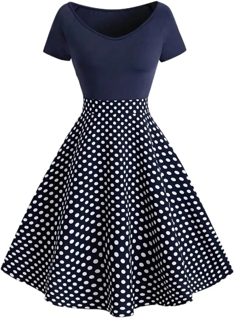 Женское летнее платье A-силуэта с запахом, Navy Blue
