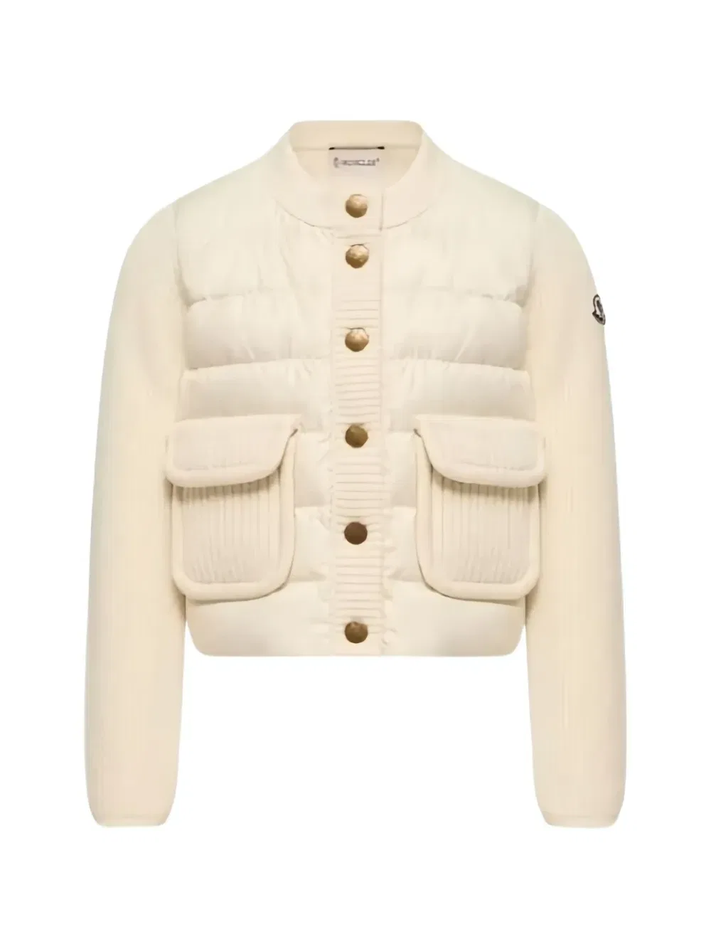 Стеганый кардиган Moncler Enfant, бежевый
