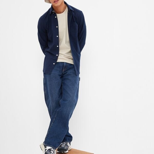

Рубашка regular-fit из хлопка оксфорд Gap, синий