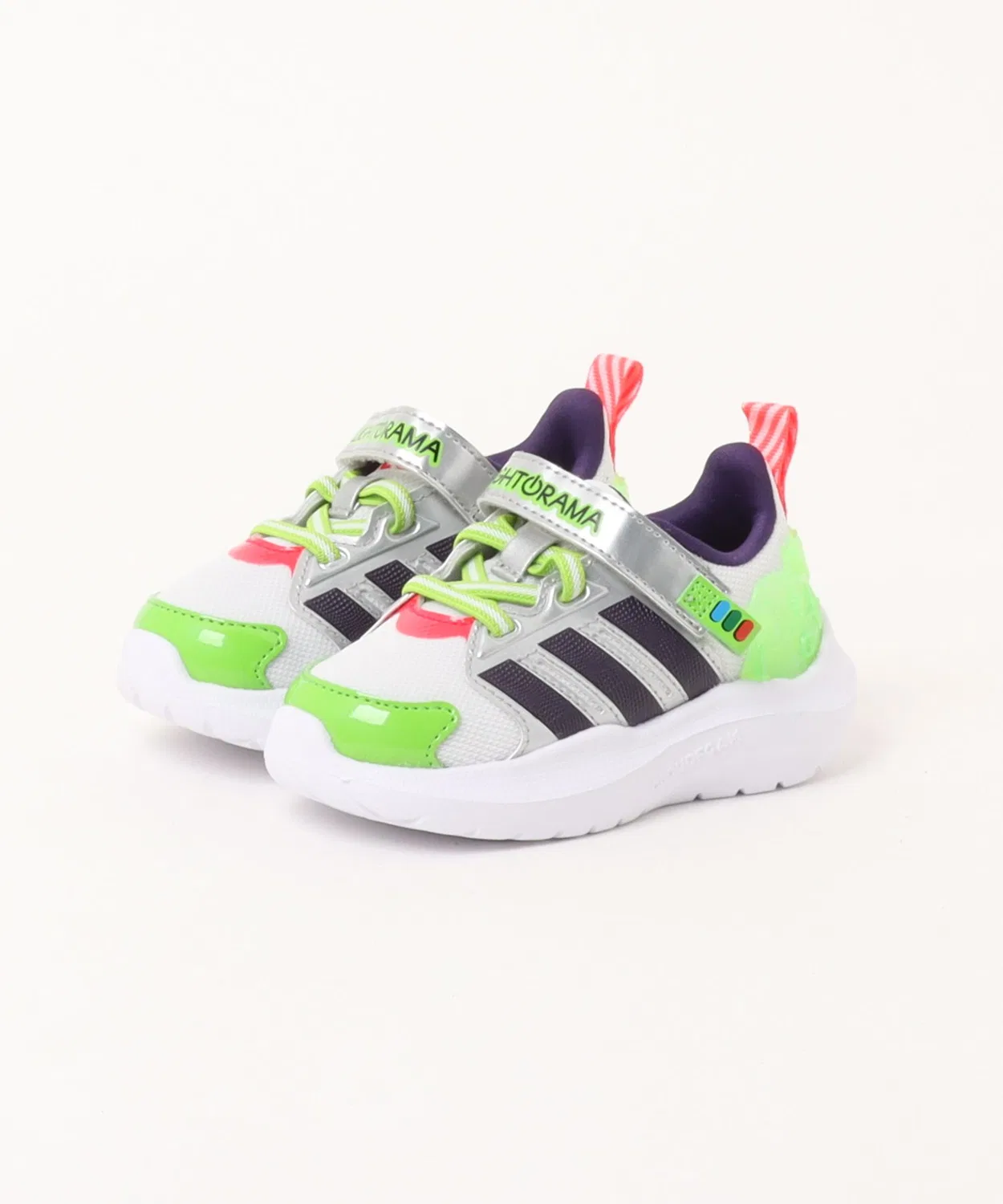 Детские кроссовки для мальчиков светящиеся с длинным рукавомLIGHTORAMA RNR BUZZ EL I Adidas, White/Violet