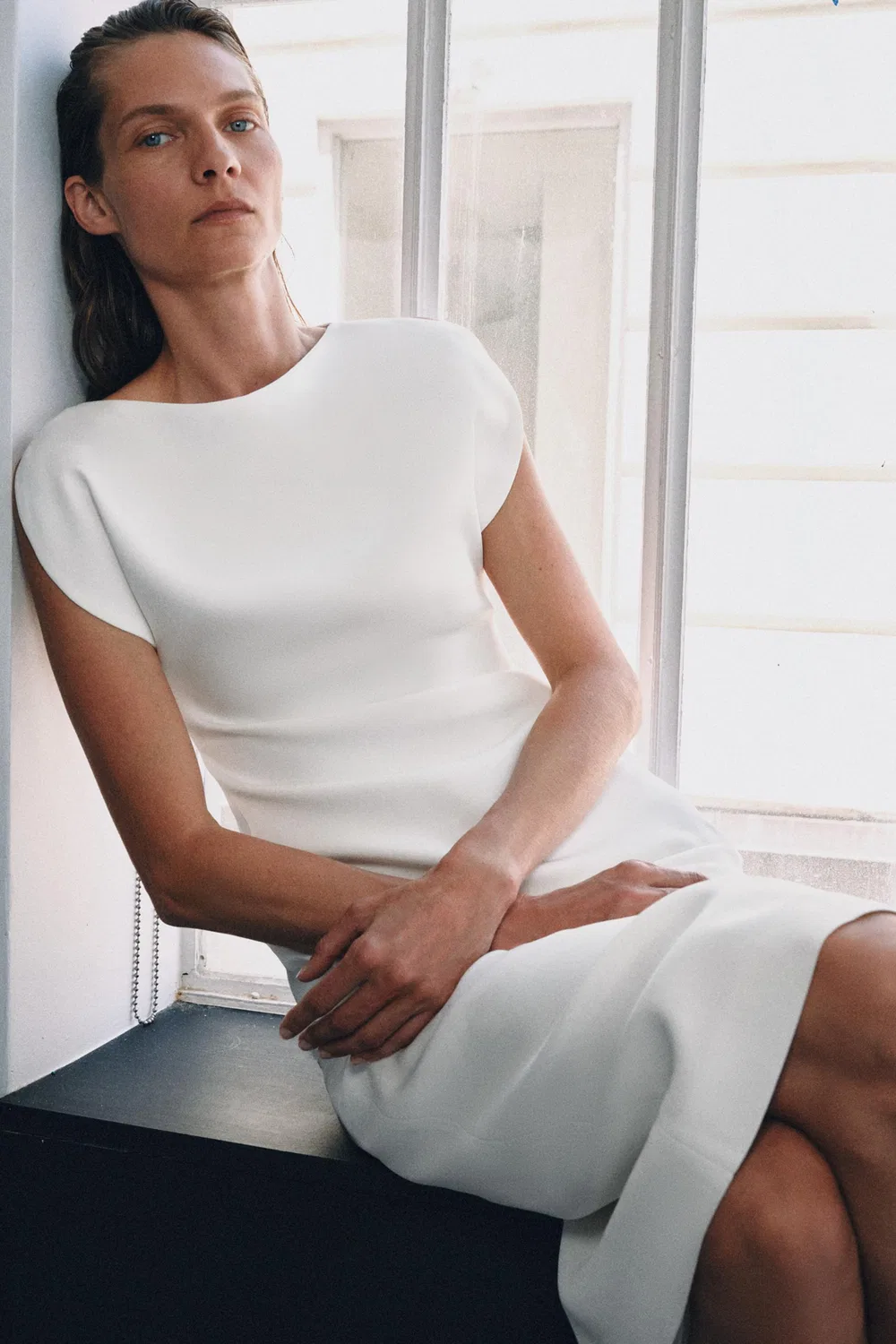Платье миди из коллекции ZW ZARA, Oyster-white