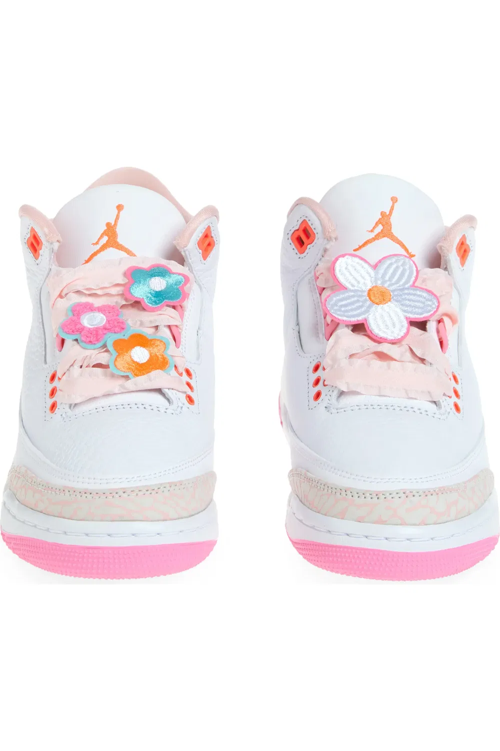 Детские баскетбольные кроссовки ретро Air Jordan 3 Jordan, Pearl Pink/Hyper Orange — фото 4