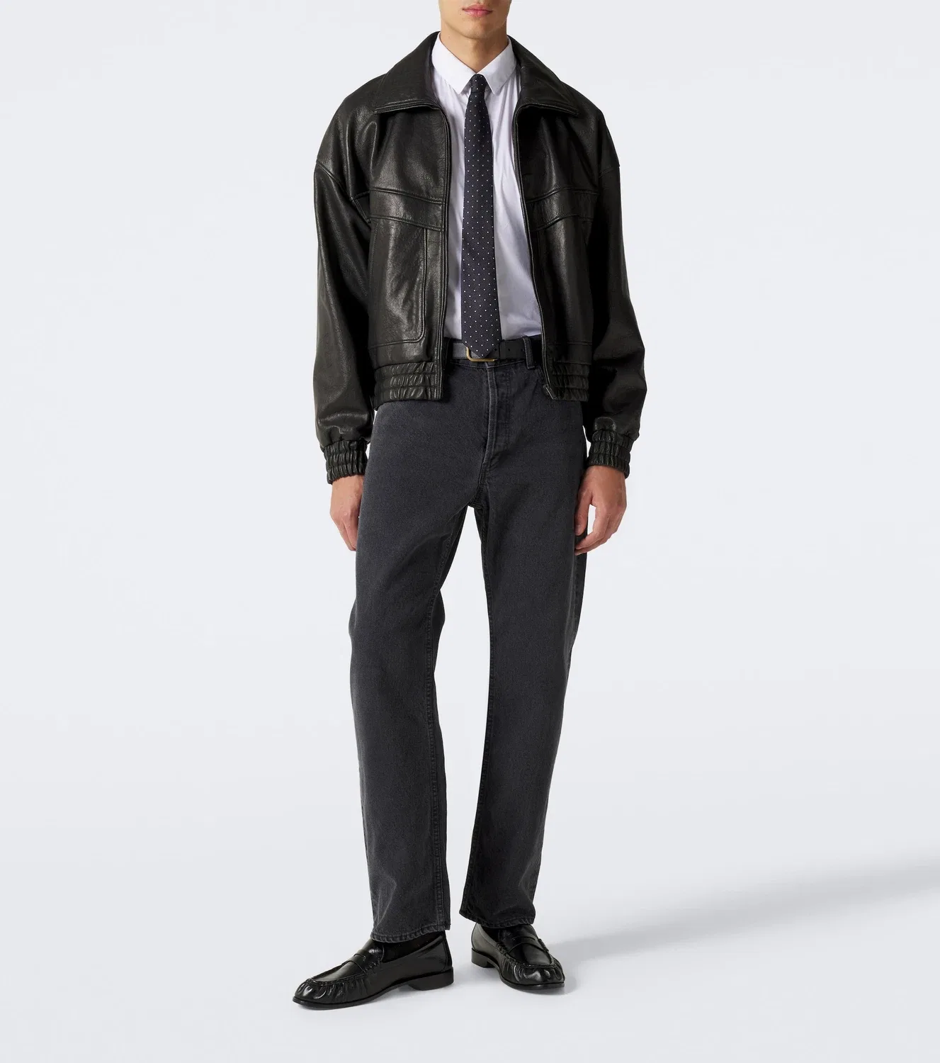 Кожаная куртка Saint Laurent, черный — фото 3