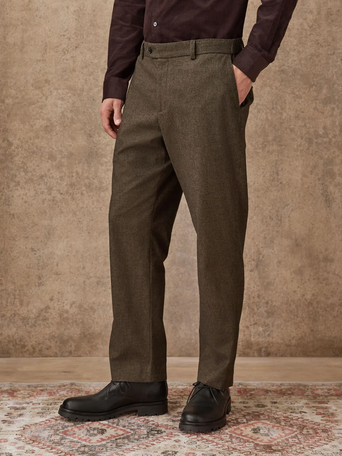 Брюки из фактурного хлопка Regular Fit Next, хаки — фото 3