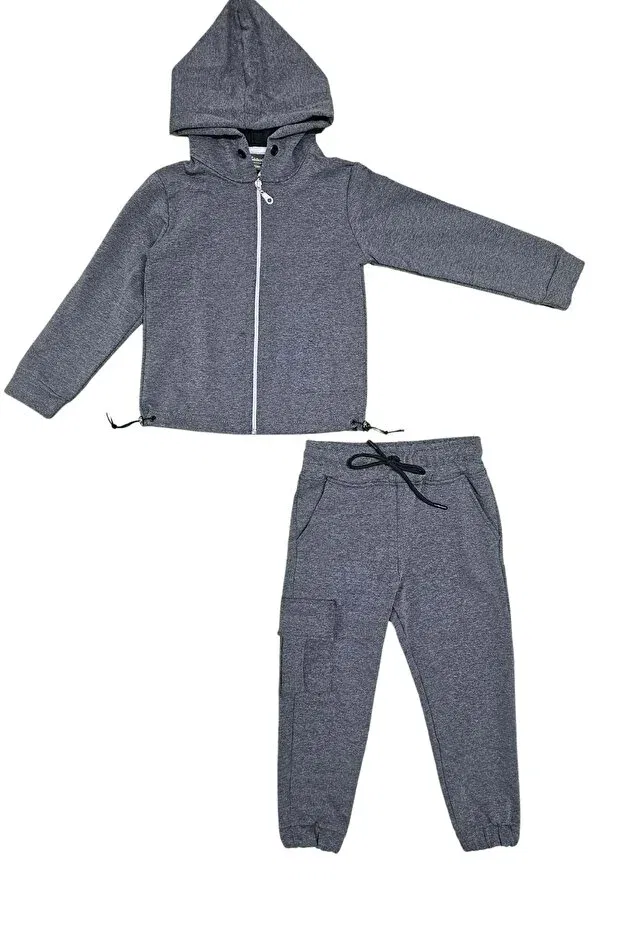 Детский спортивный комплект для девочек с капюшоном Mnk Baby&Kids, Anthracite