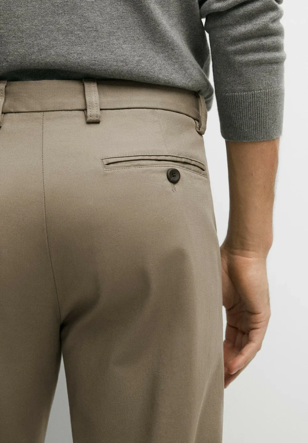 Брюки-Чиносы из смесовой хлопковой ткани, зауженного кроя Massimo Dutti, Mottled Dark Green — фото 4