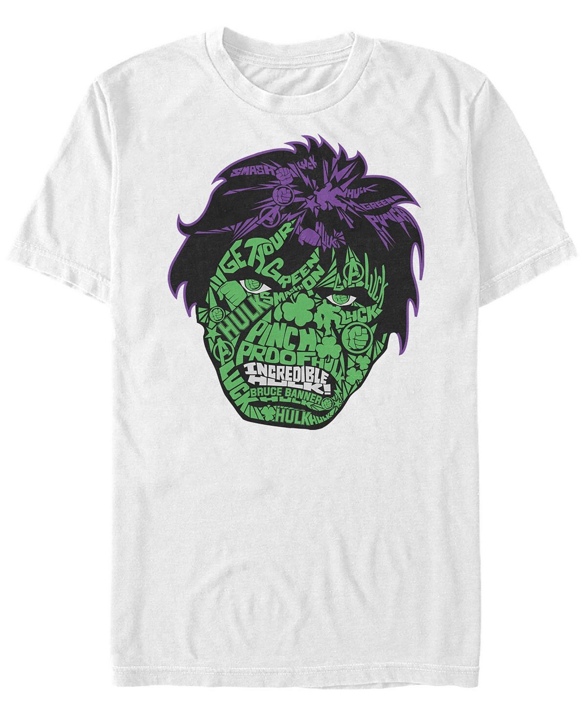 

Мужская футболка с коротким рукавом в стиле ретро marvel good luck hulk big face Fifth Sun, белый