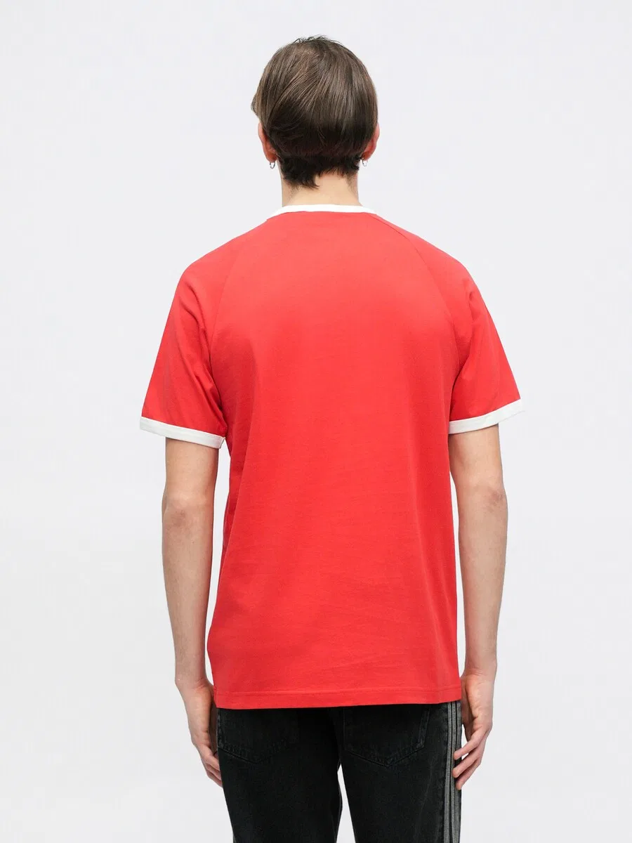 Футболка ADIDAS ORIGINALS «3 полоски» красного цвета — фото 4