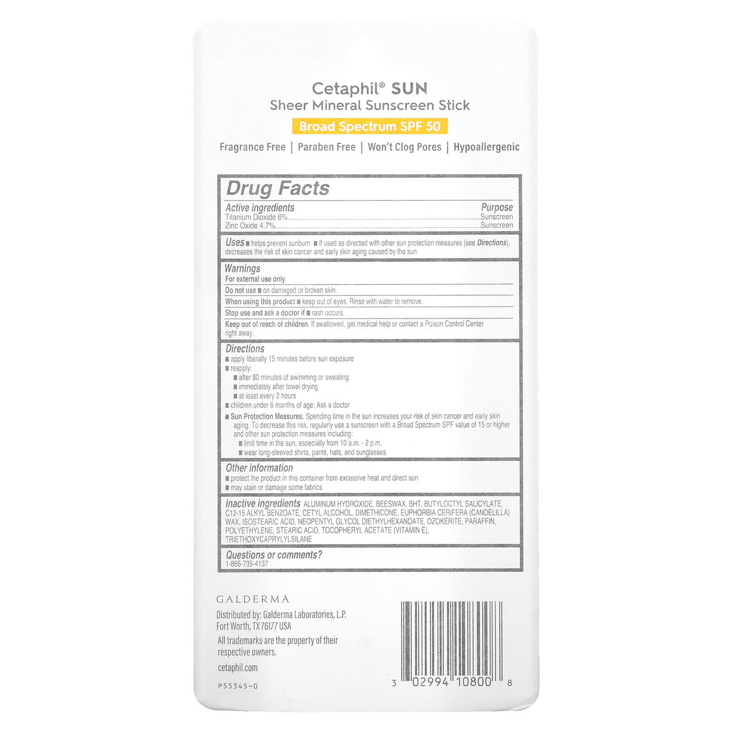 Минеральный солнцезащитный стик Cetaphil SPF 50 — фото 4