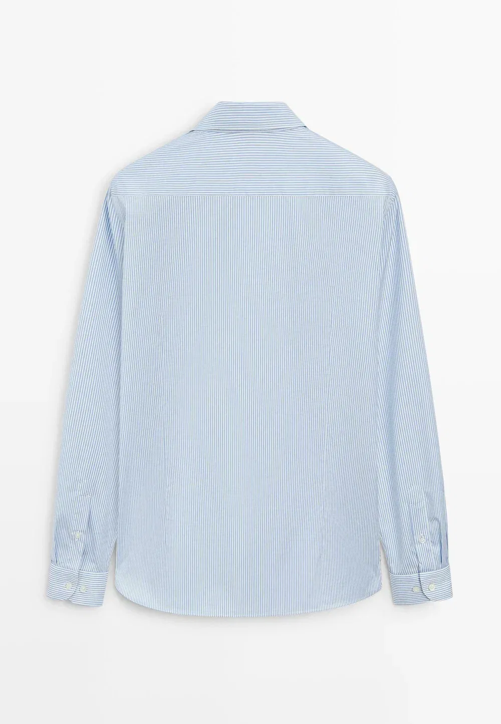 Приталенная полосатая рубашка классического кроя - рубашка Massimo Dutti, Light Blue — фото 2