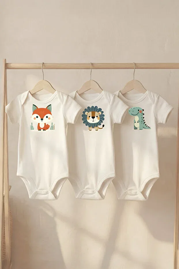 Детское боди для новорожденных с принтом Liljoy, Fox Lion Dinosaur