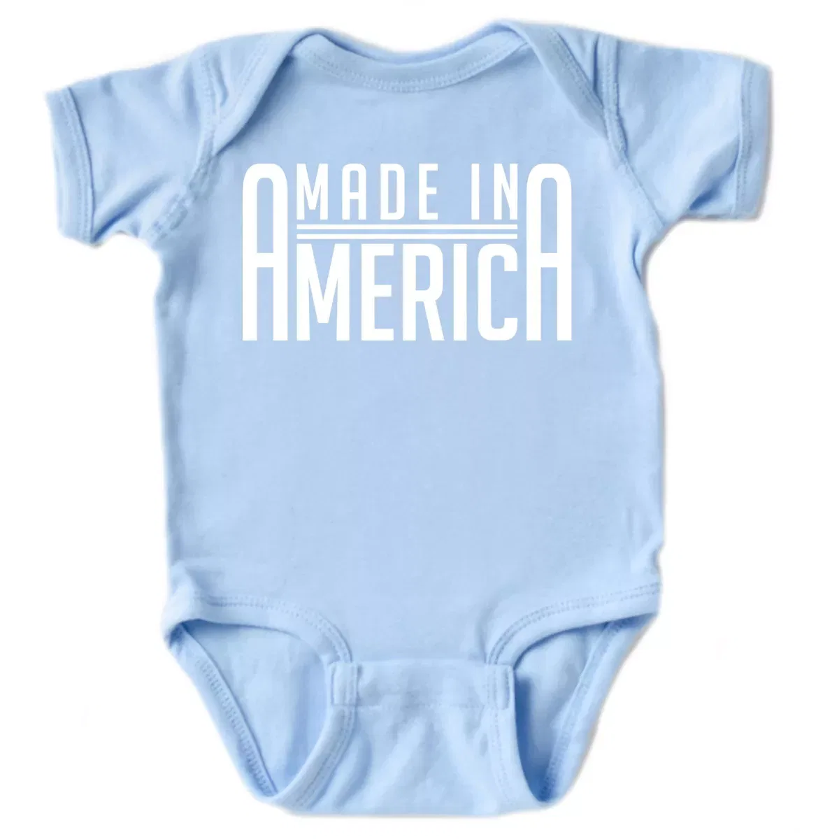 Детский боди с коротким рукавом Made In America Rounded The Juniper Shop, Light Blue — фото 2