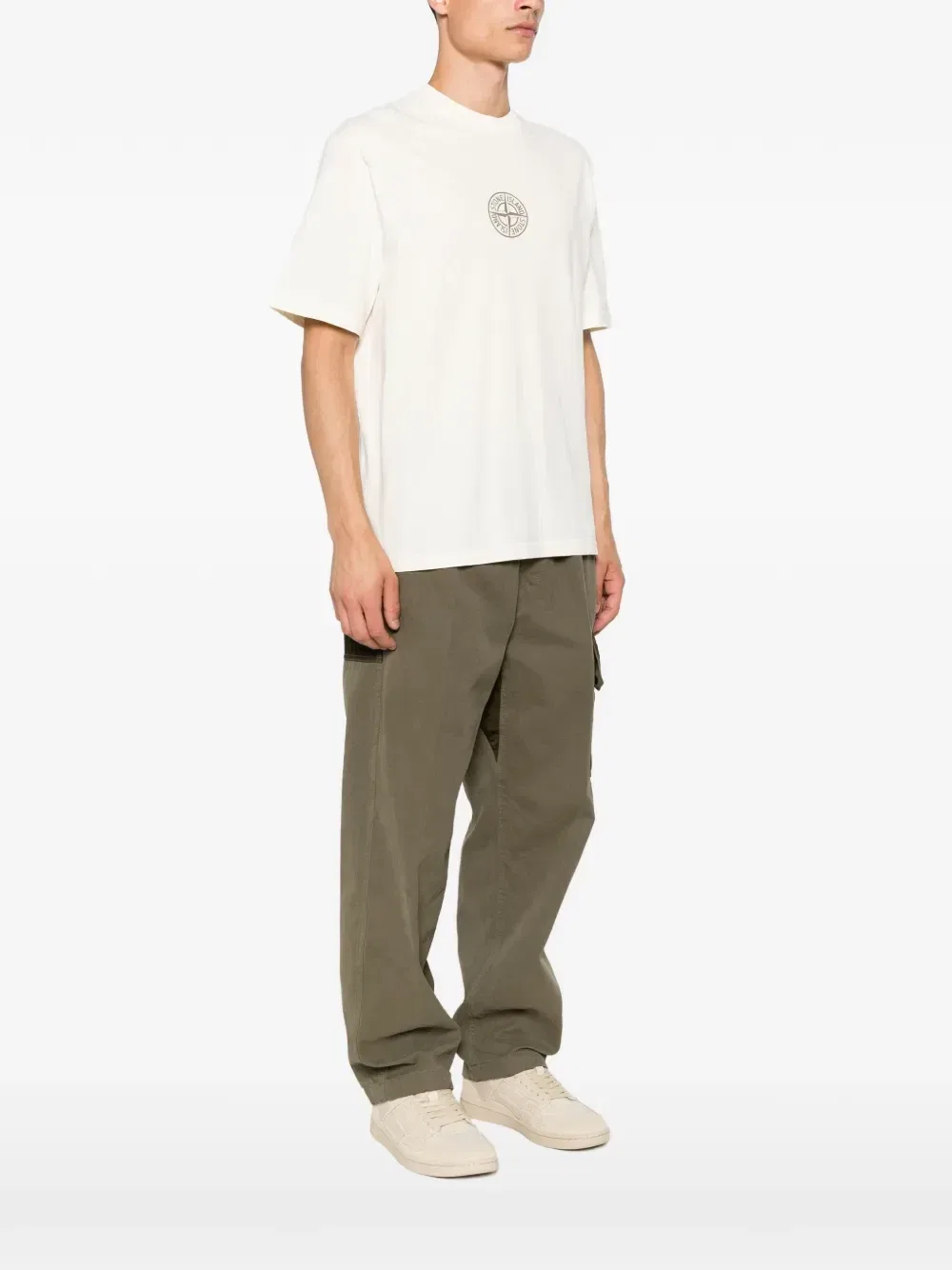 Футболка из хлопка с логотипом Stone Island, бежевый — фото 3