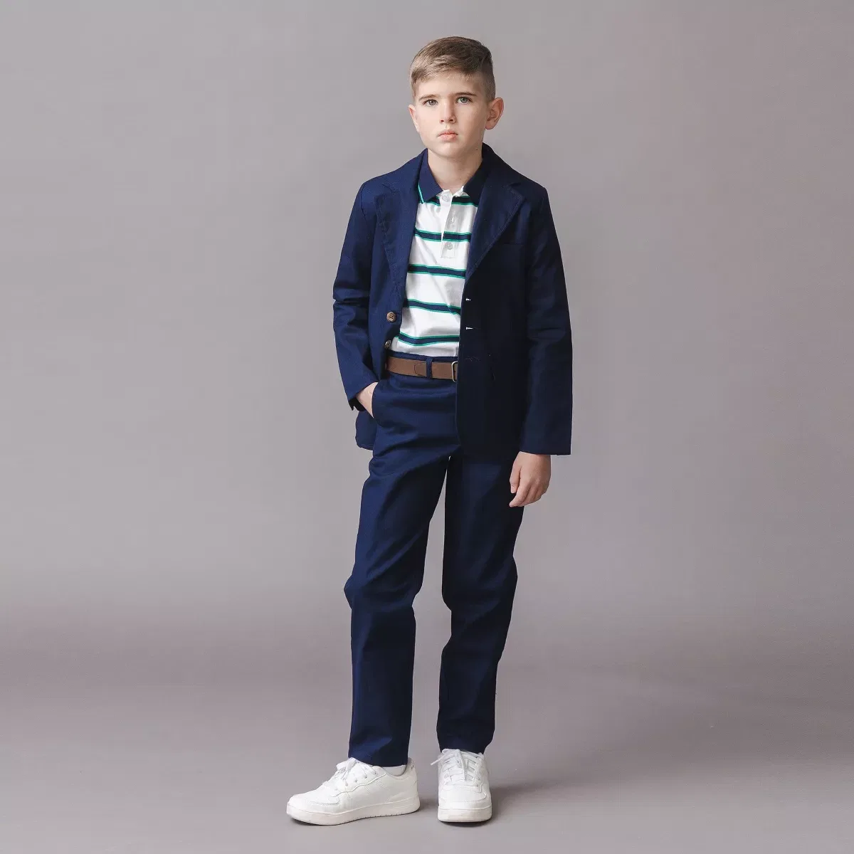 Детские брюки для мальчиков из льна с хлопком Linen Suit Pant Hope & Henry, Navy Linen — фото 2