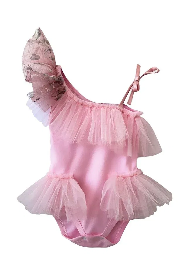 Детское боди для новорожденных с принтом Pink Rose Single Shoulder Snap Body Zühre Balaban, Pink