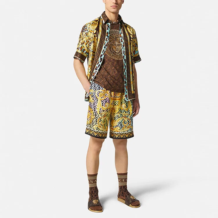 Мужская футболка с принтом FENDACE FF VERSACE, Dark Khaki — фото 3