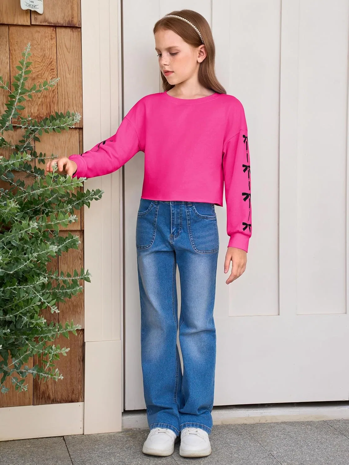 Свитшот с принтом ромашек Haloumoning, Hot Pink — фото 4