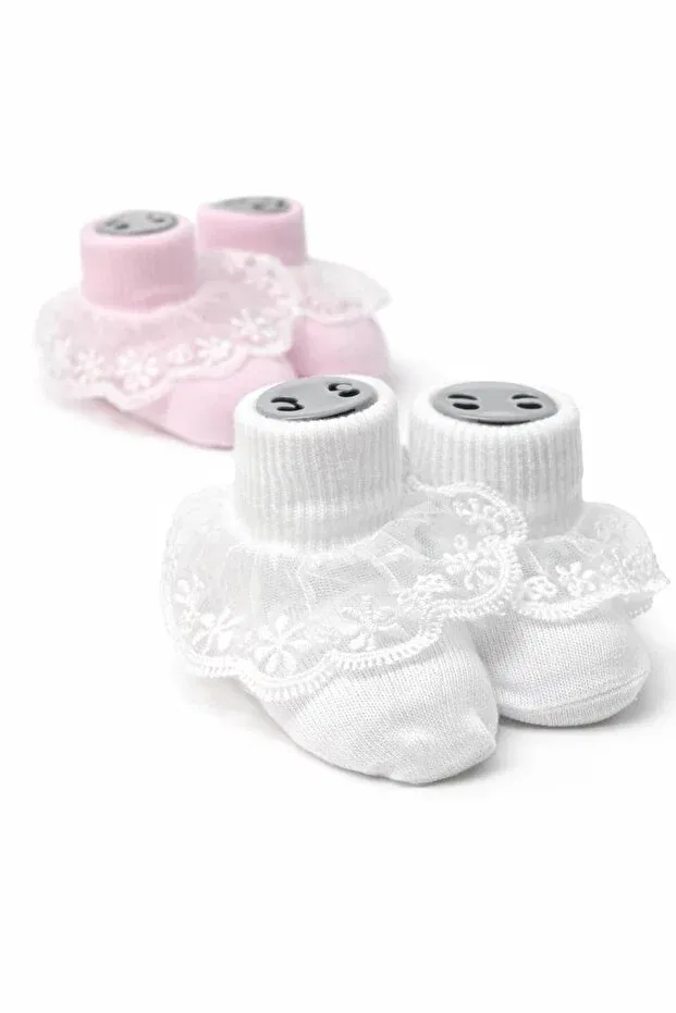 Детские носки для новорожденных с кружевом Young Akface, Burgundy — фото 2