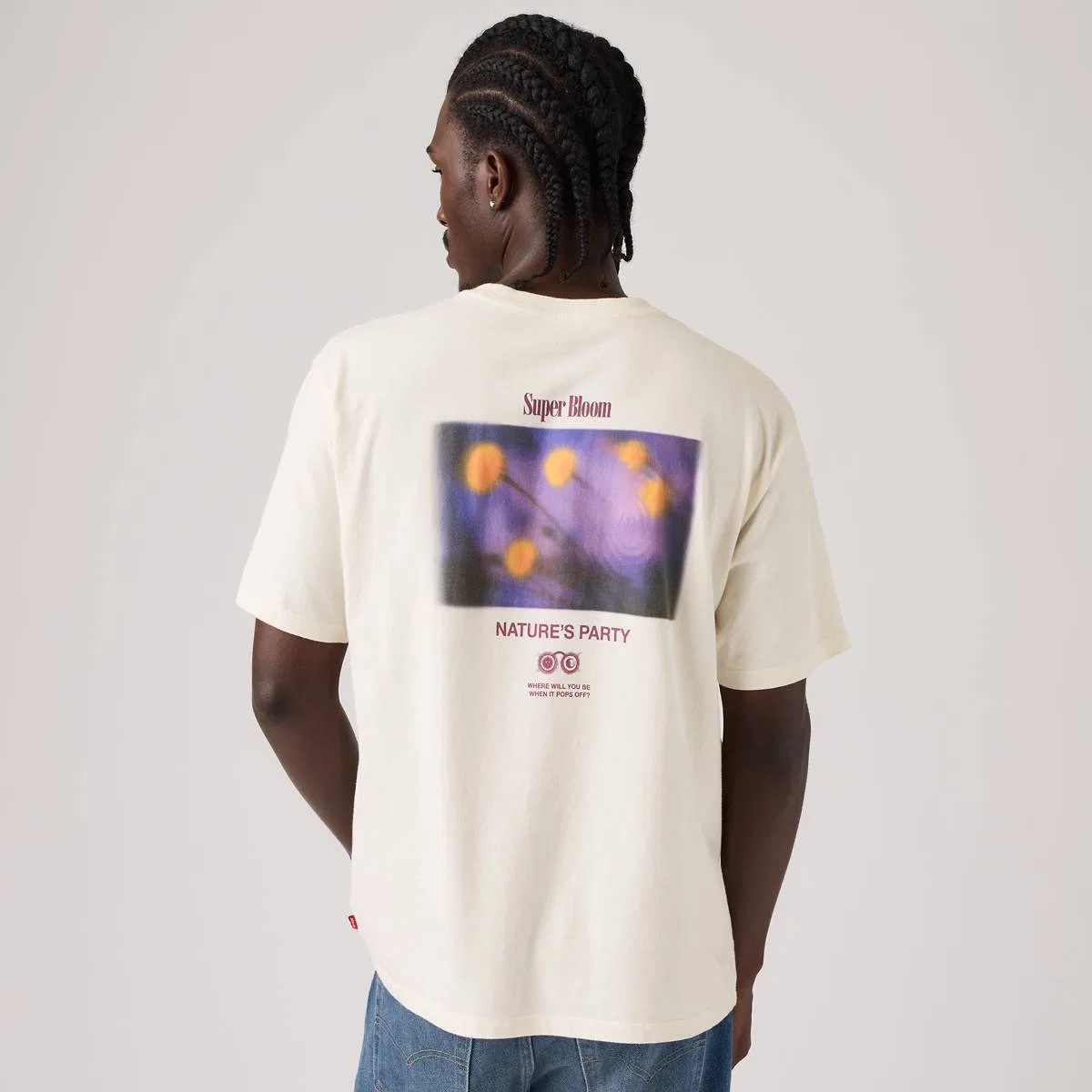Свободная футболка в винтажном стиле с графическим принтом Levi's, Super Bloom Egret - Tan