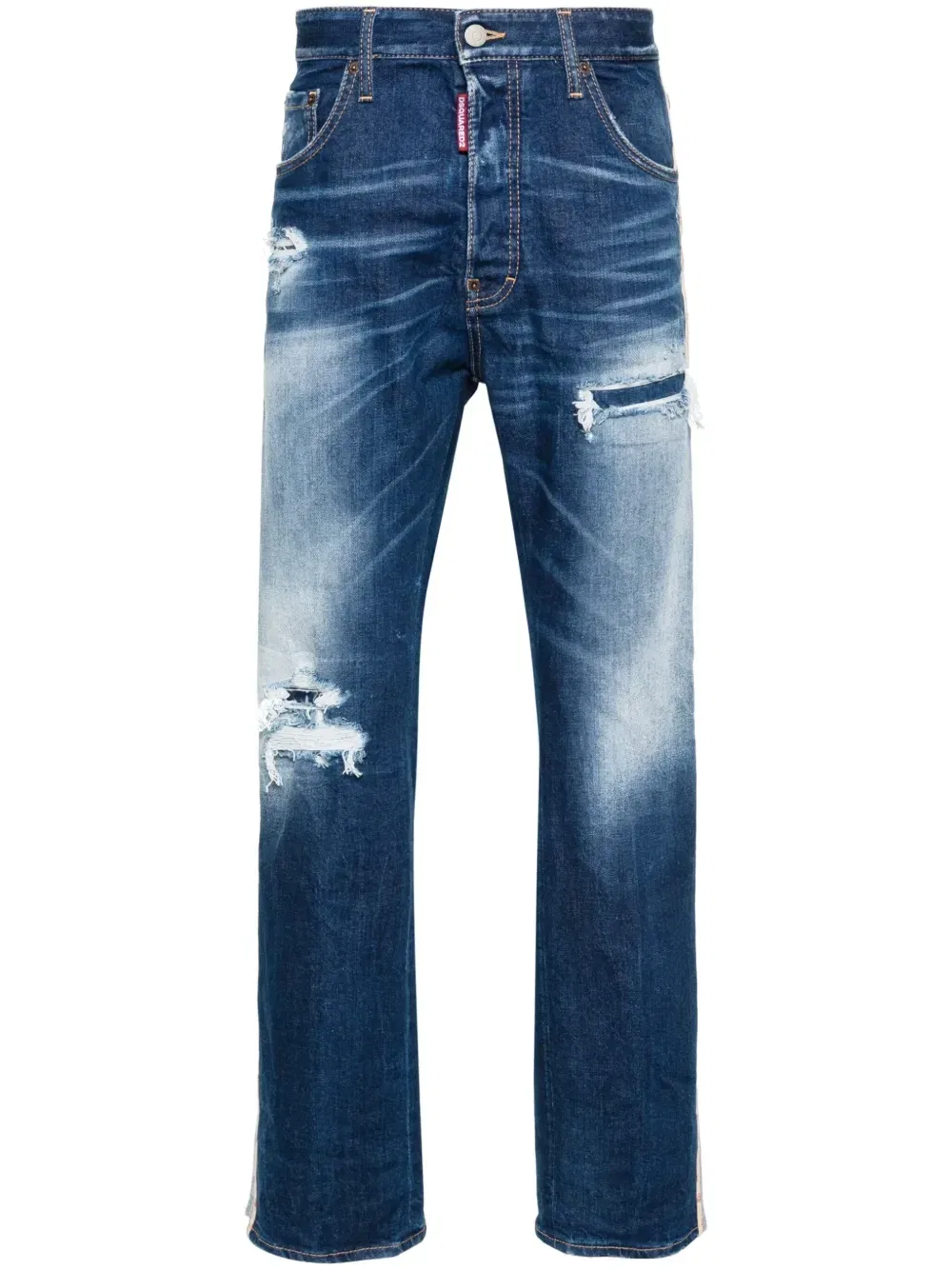 Прямые джинсы с лампасами Dsquared2, синий
