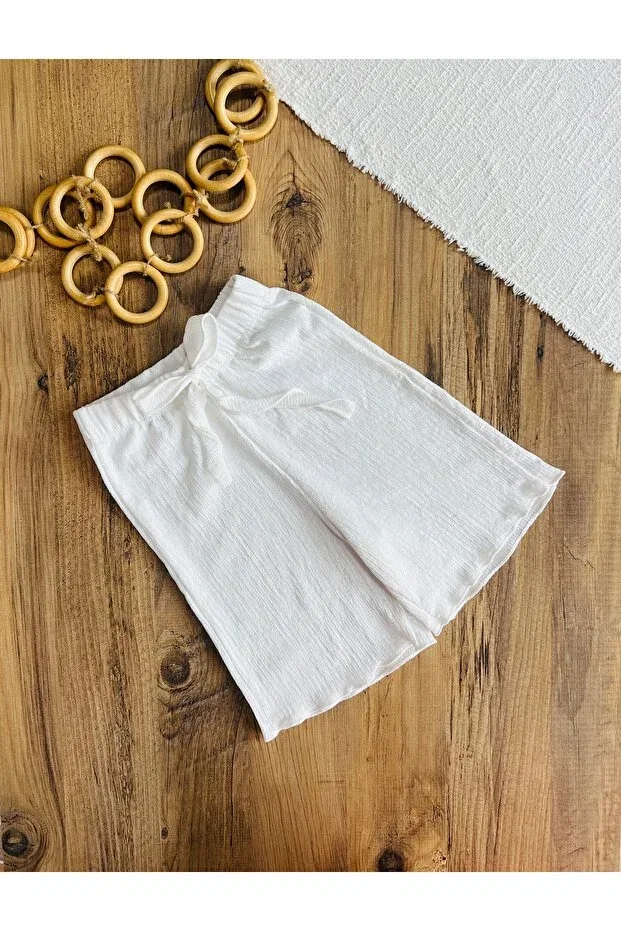 Детские шорты для девочек с запахом белые Babyelisco, White