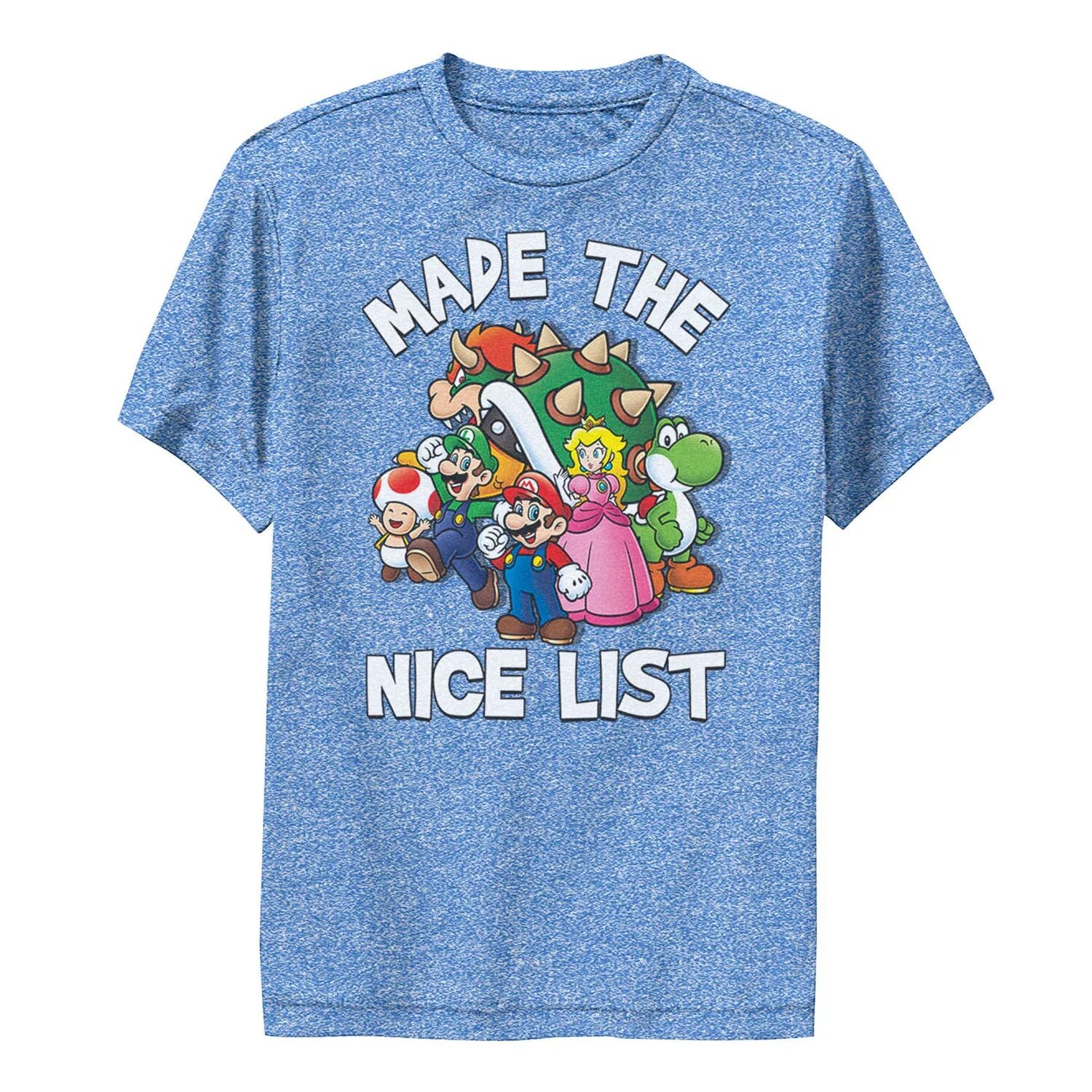 

Футболка с коллажем персонажей Super Mario Bros. Made The Nice List для мальчиков 8–20 лет Licensed Character