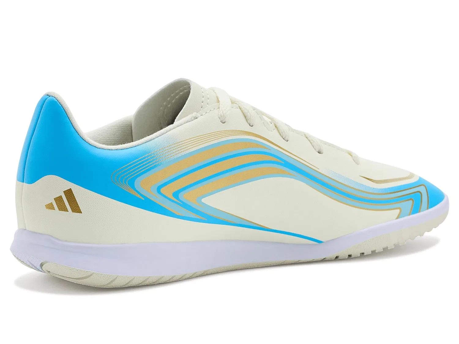 Бутсы F50 Messi Club Indoor Football (для маленьких и больших детей) Adidas Kids, Ivory/Semi Blue Burst/Icey Blue — фото 4