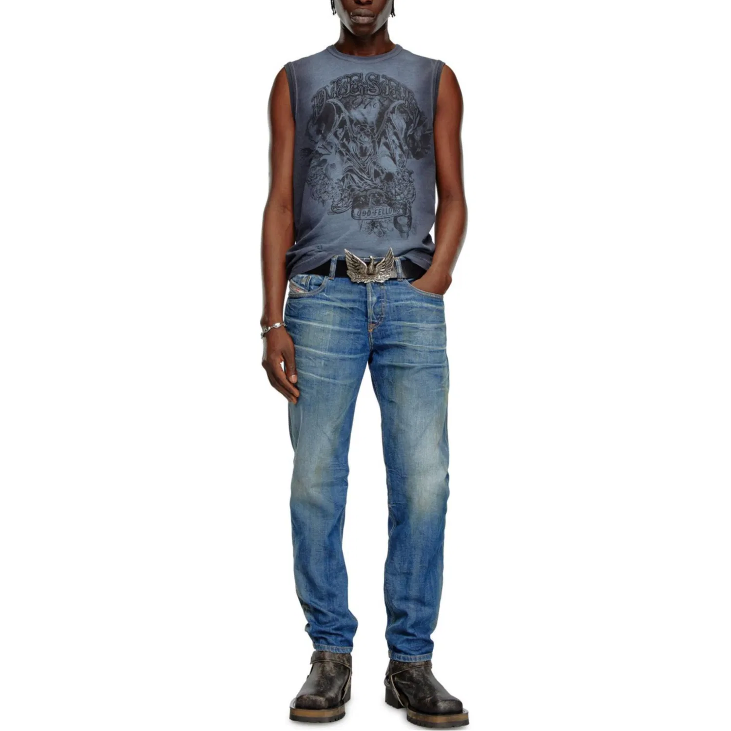 Мужские джинсы зауженные D Finitive Tapered Jeans DIESEL, Medium Blue — фото 2