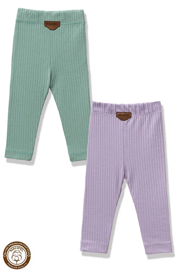 Детские леггинсы для девочек хлопковые комплект из 2 штук Premium 2-piece baby and child tights set Mahfel, Multicolor