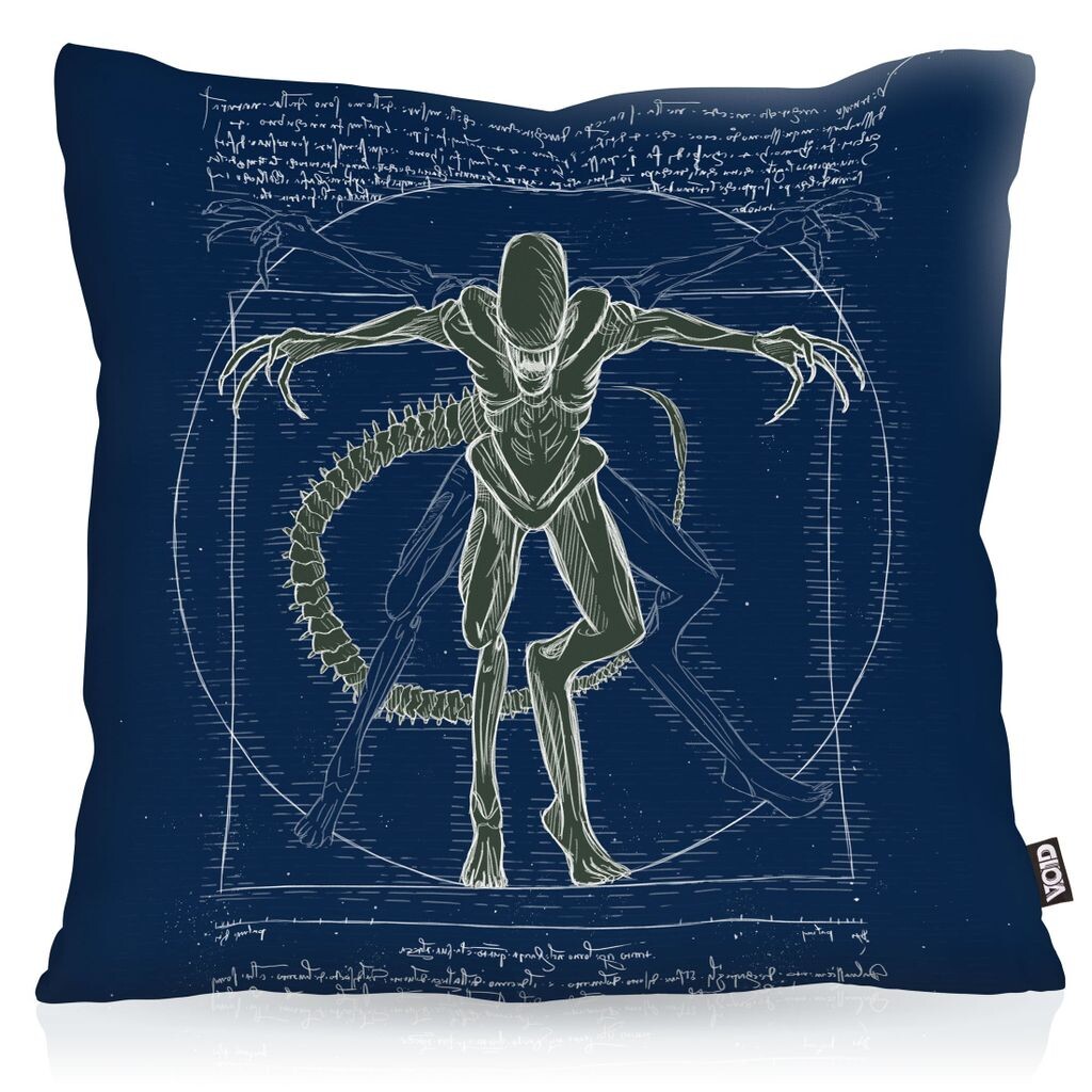 

Чехол на подушку VOID Vitruvian Xenomorph, чехол для подушки из полиэстера, водонепроницаемый для улицы, Ripley Alien Monster, размер подушки: 60 x 60 см, цвет подушки: синий