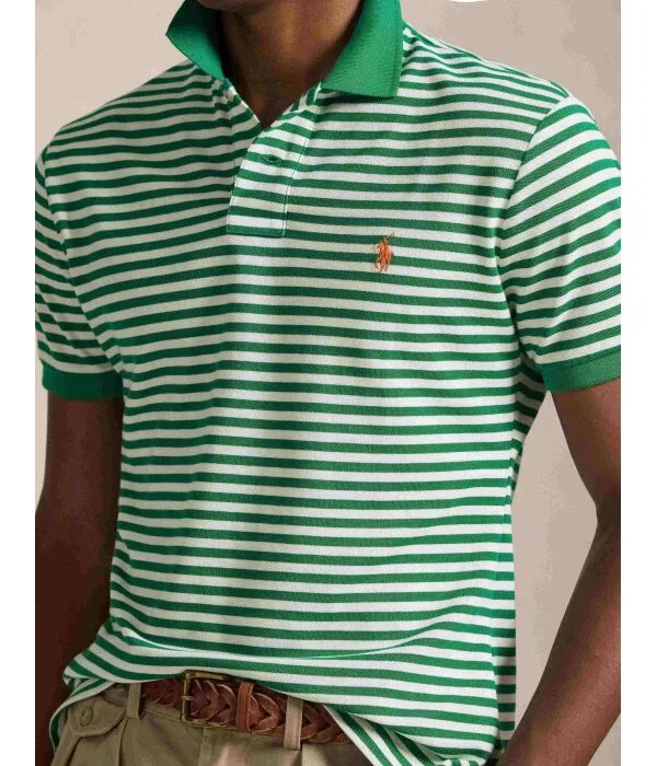 Мужское поло Custom Slim Fit Polo Ralph Lauren, зеленый — фото 4